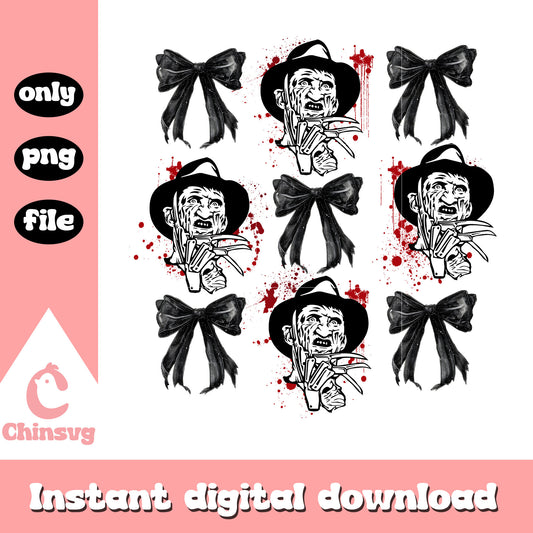 Freddy krueger spooky black bow png, krueger horror movie png