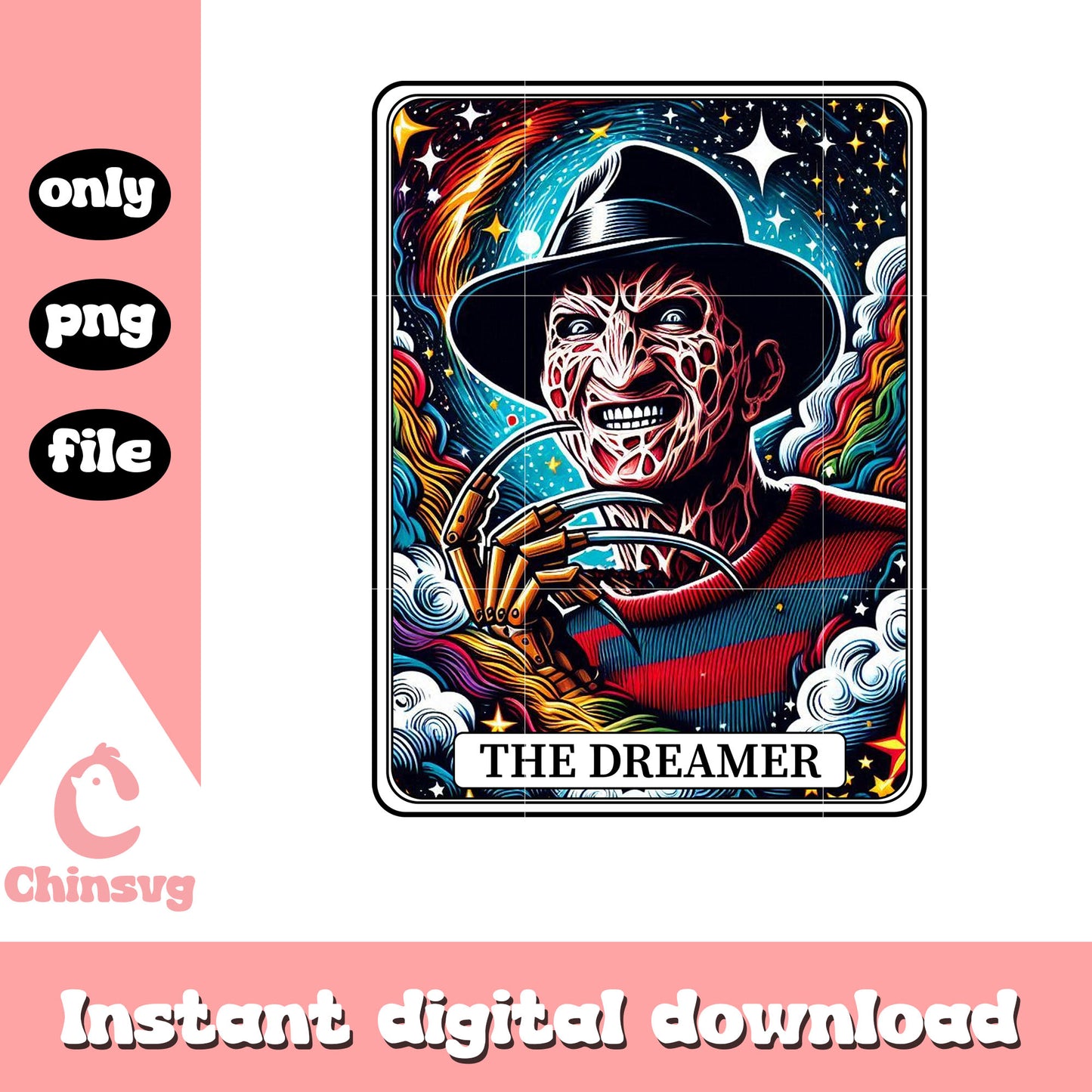 Freddy krueger the dreamer tarot card png, classic horror movie png