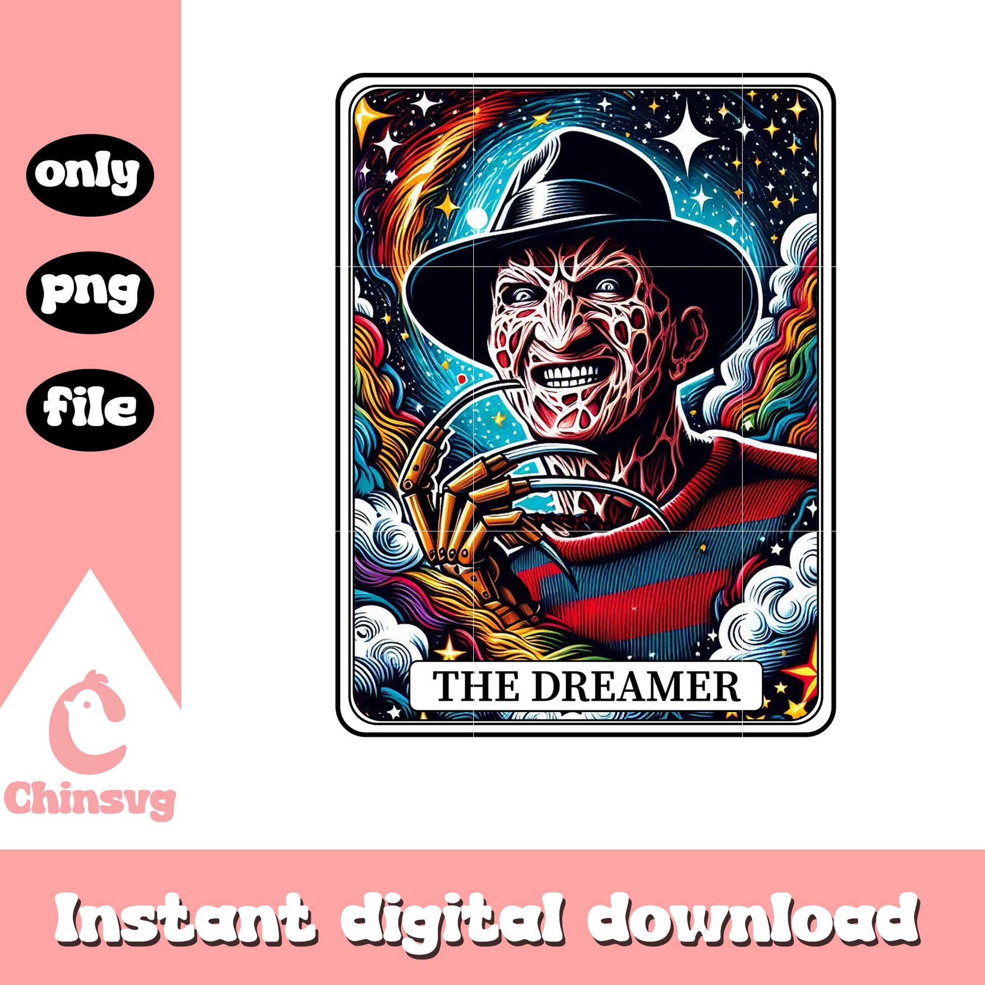 Freddy krueger the dreamer tarot card png, classic horror movie png