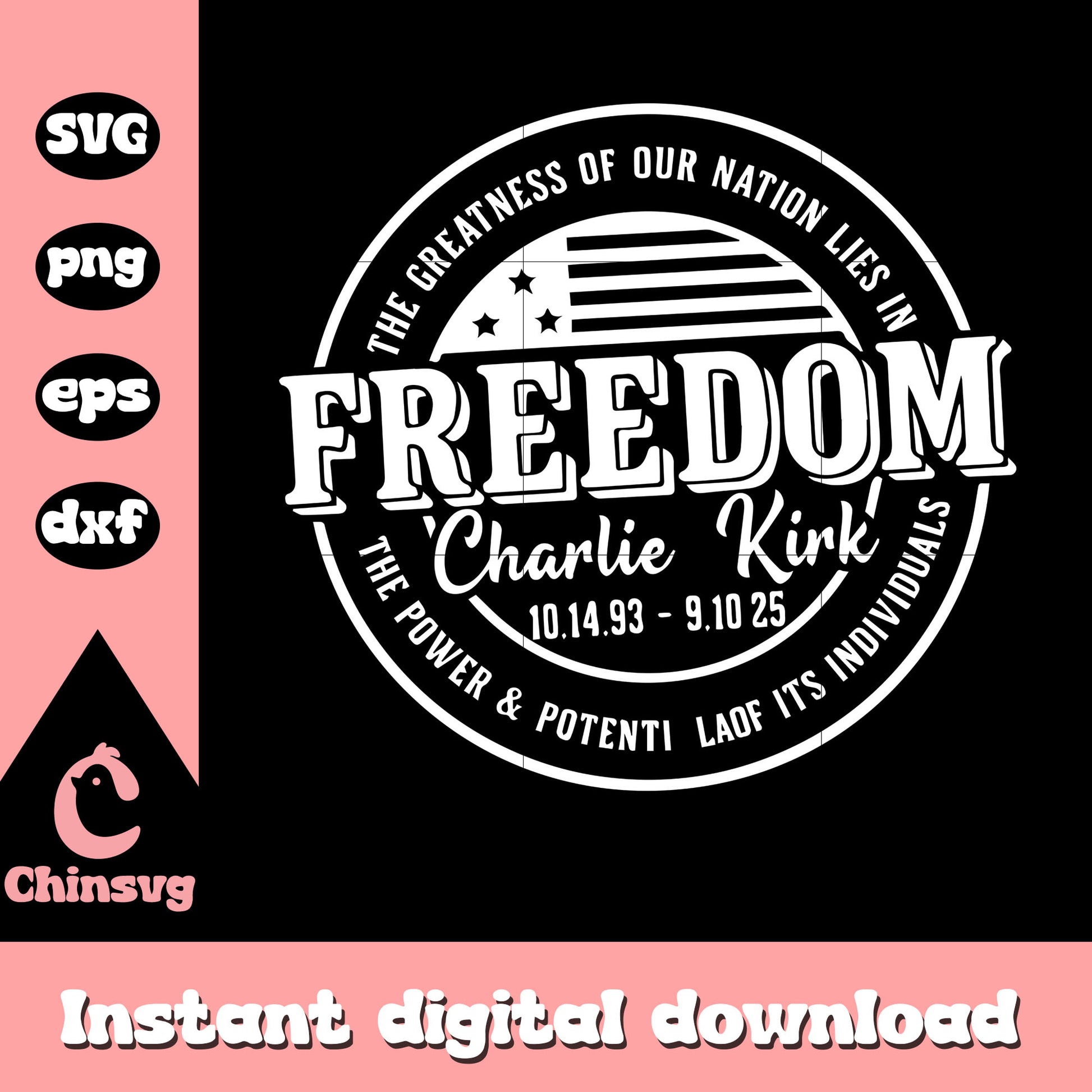 Freedom charlie kirk circle logo svg, charlie kirk​ svg