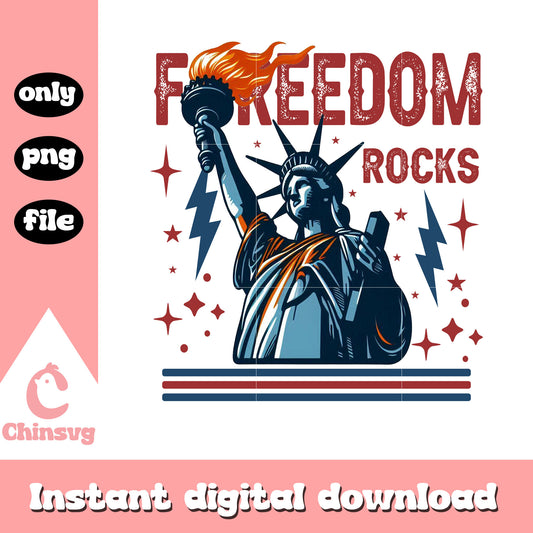 Freedom rocks statue of liberty design png, 4th of july freedom png