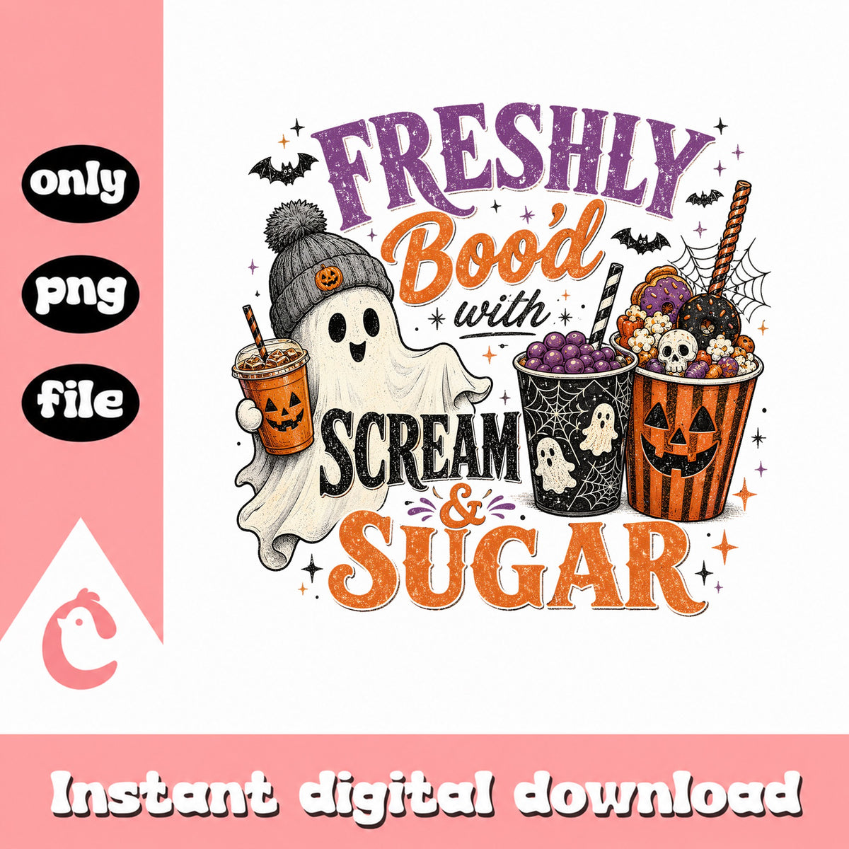 Freshly Bood With Scream And Sugar PNG, Halloween Ghost PNG, Spooky Season PNG