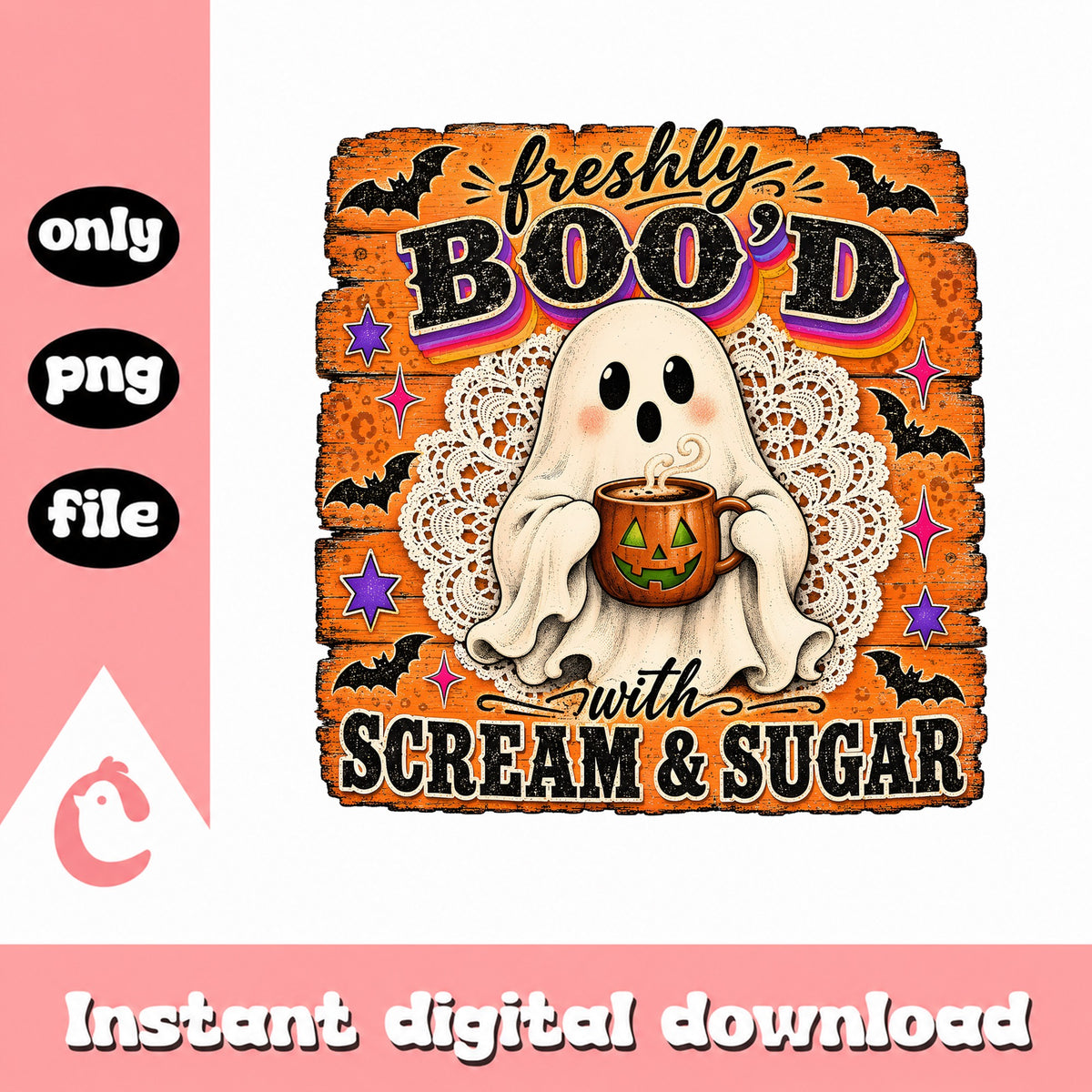 Freshly Booed With Scream And Sugar PNG, Ghost Halloween PNG, Spooky PNG
