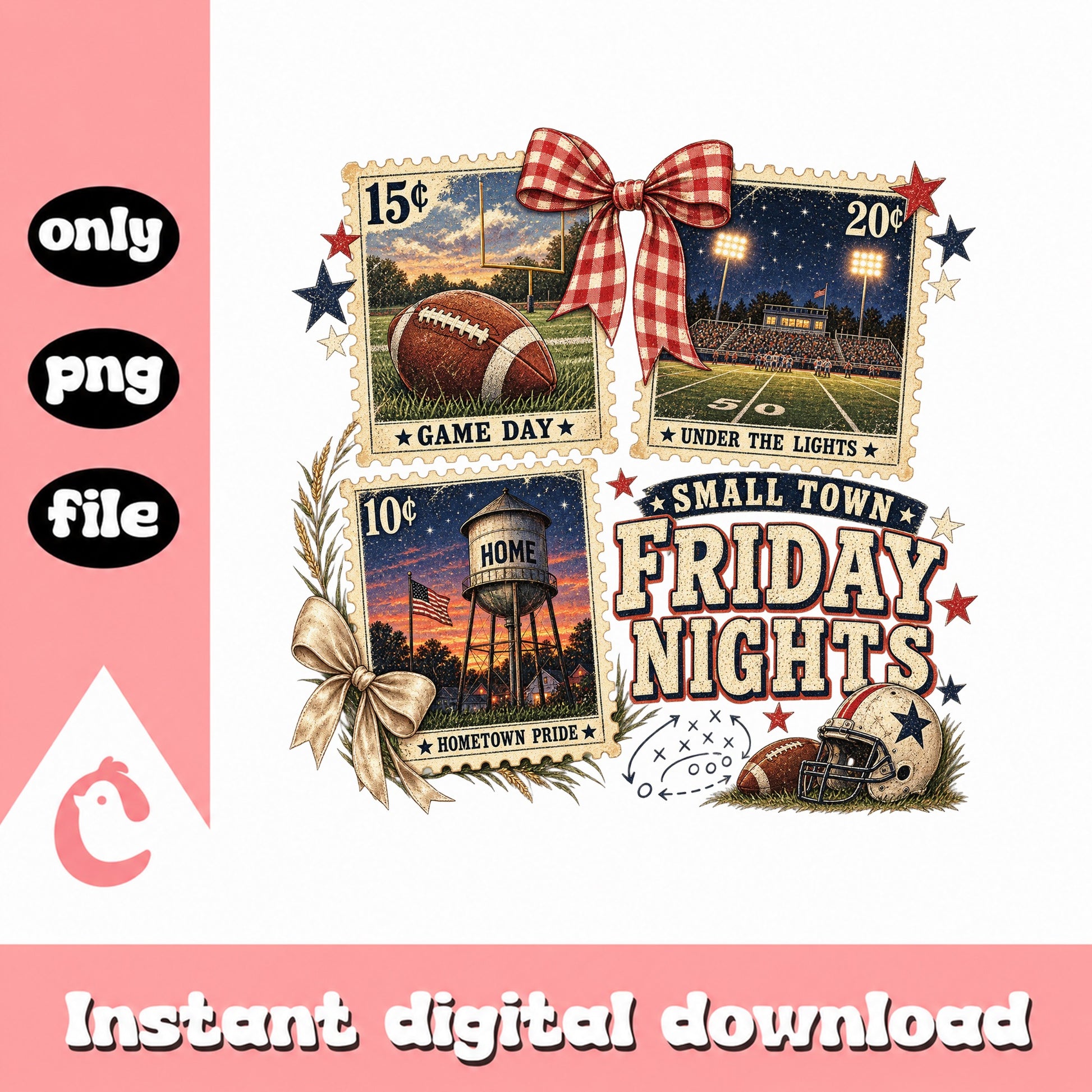 Friday Night Lights Football PNG, Small Town Game Day, Sublimation PNG