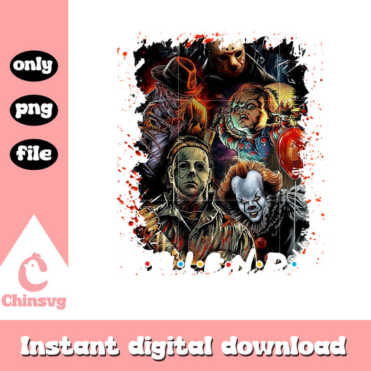Friends all the horror movie characters png, horror friends png