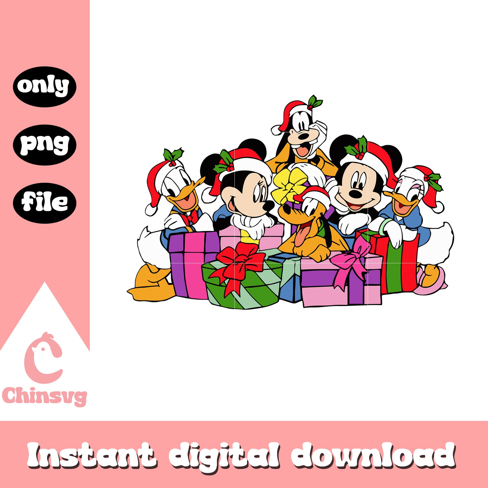 Friends and mickey disney christmas gifts png, mickey cartoon png