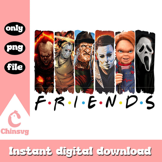 Friends character horror movies png, scary character horror png