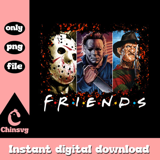 Friends characters horror design png, halloween holiday png