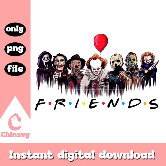 Friends characters horror halloween png, scary movies png
