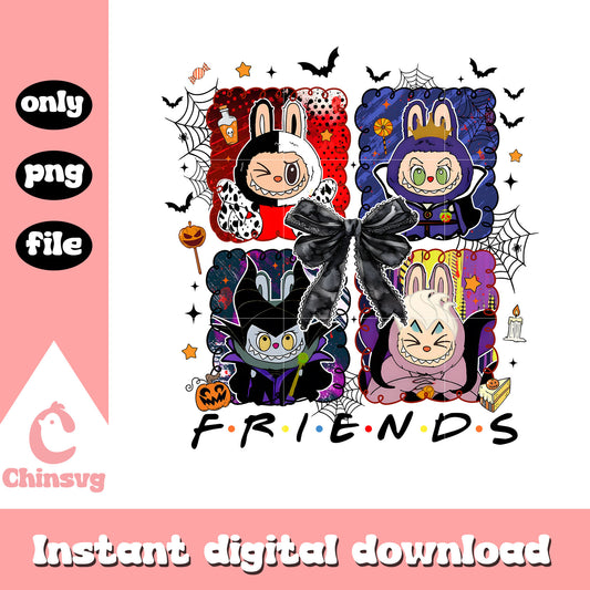 Friends coquette villains halloween collage picture png, villains disney png