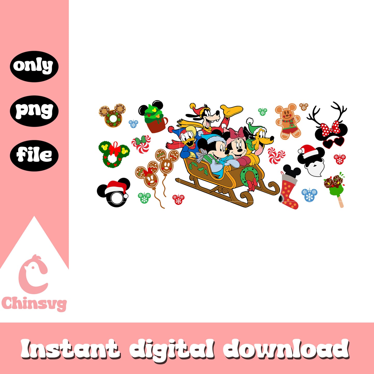 Friends disney sleigh christmas png, mickey mouse clipart png