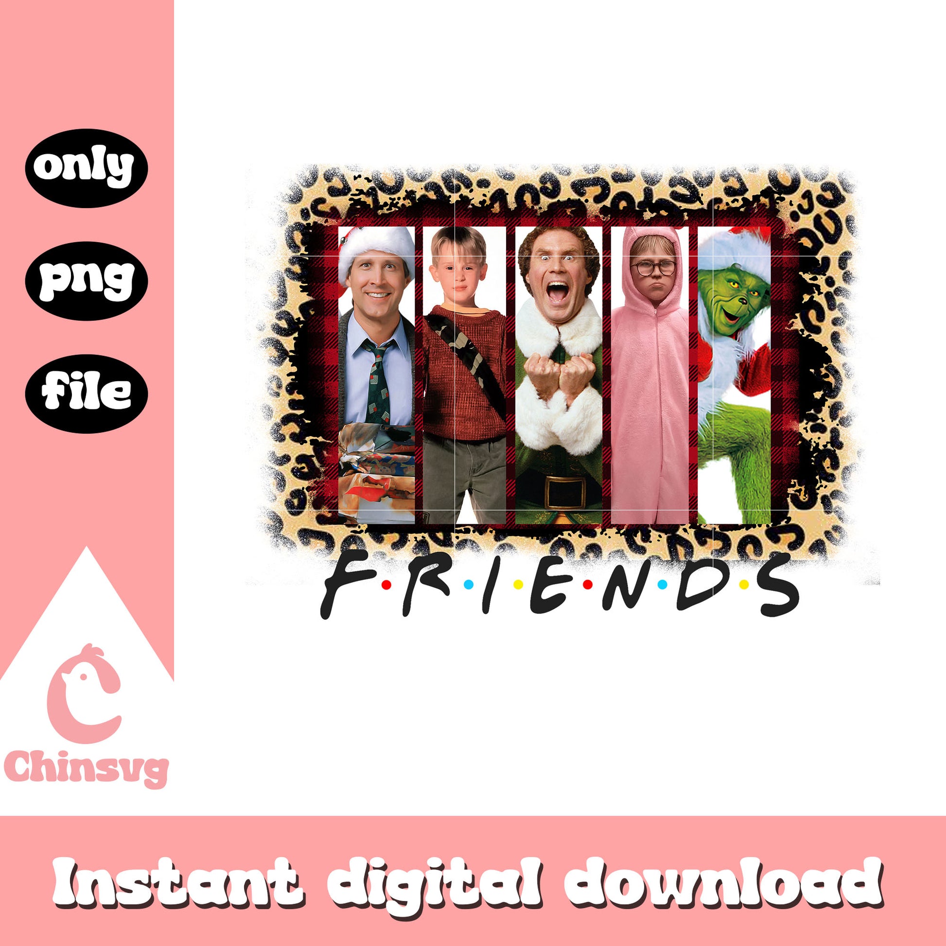 Friends grinch leopard collage pic png, cartoon grinch images png