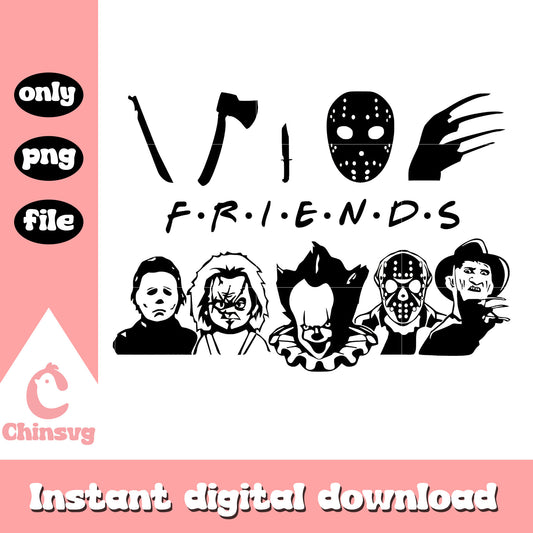 Friends horror characters design png, film horror halloween png