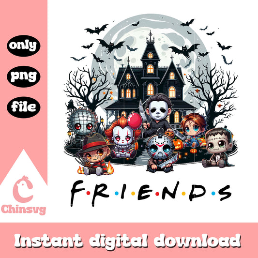 Friends horror halloween design png, horror friends png, halloween town png
