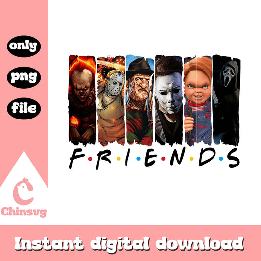 Friends horror movies characters collage png, horror characters png