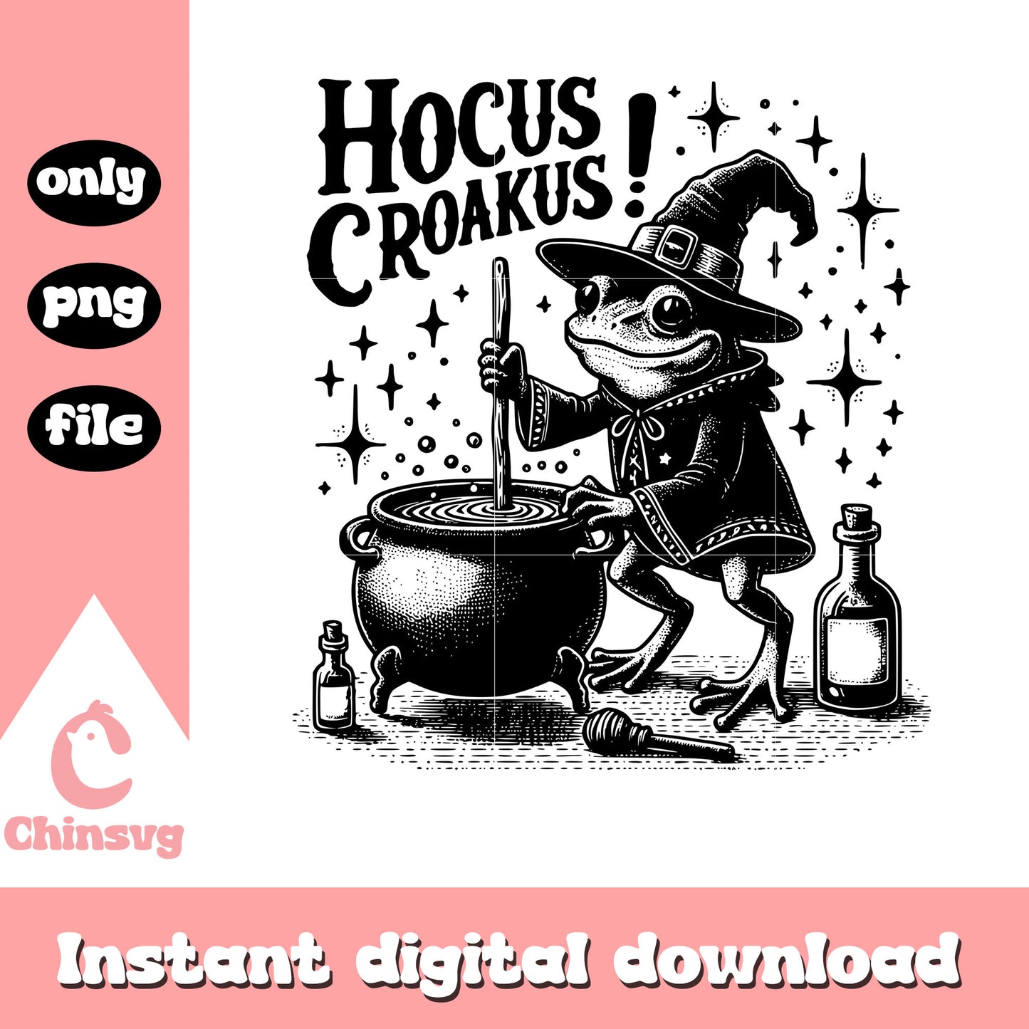 Frog in witch hat hocus croakus png, the witch png