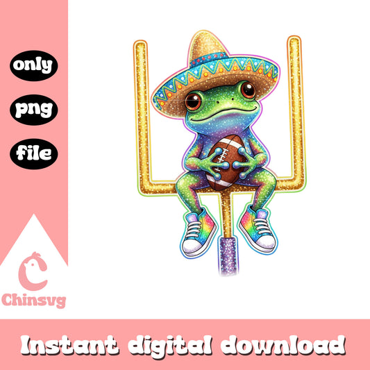 Frog sitting goalposts design png, bad bunny frog png, super bowl png