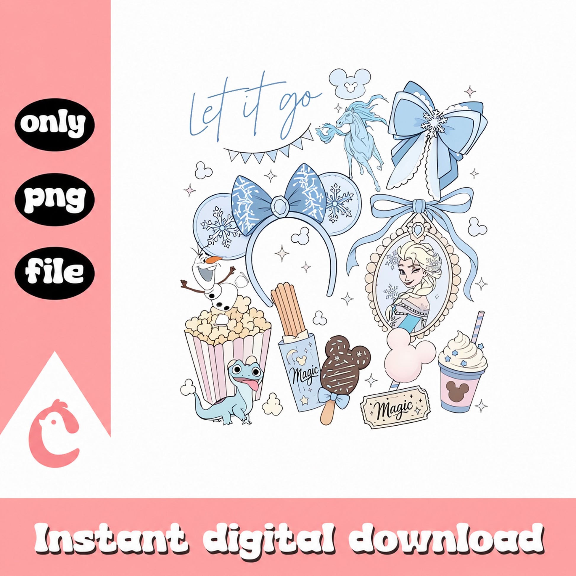 Frozen Elsa Disney Princess PNG Bundle, Let It Go Clipart, PNG