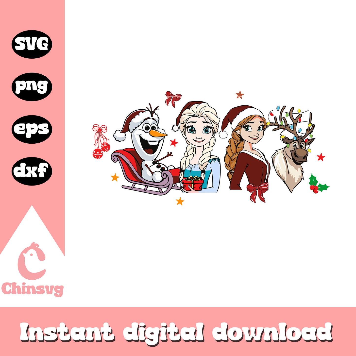 Frozen movie characters on christmas day svg, disney movies svg