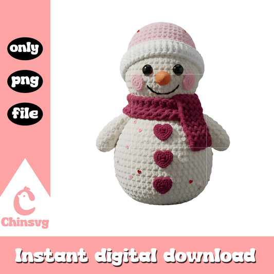 Frozen pink crochet valentine png, frozen valentine​ png