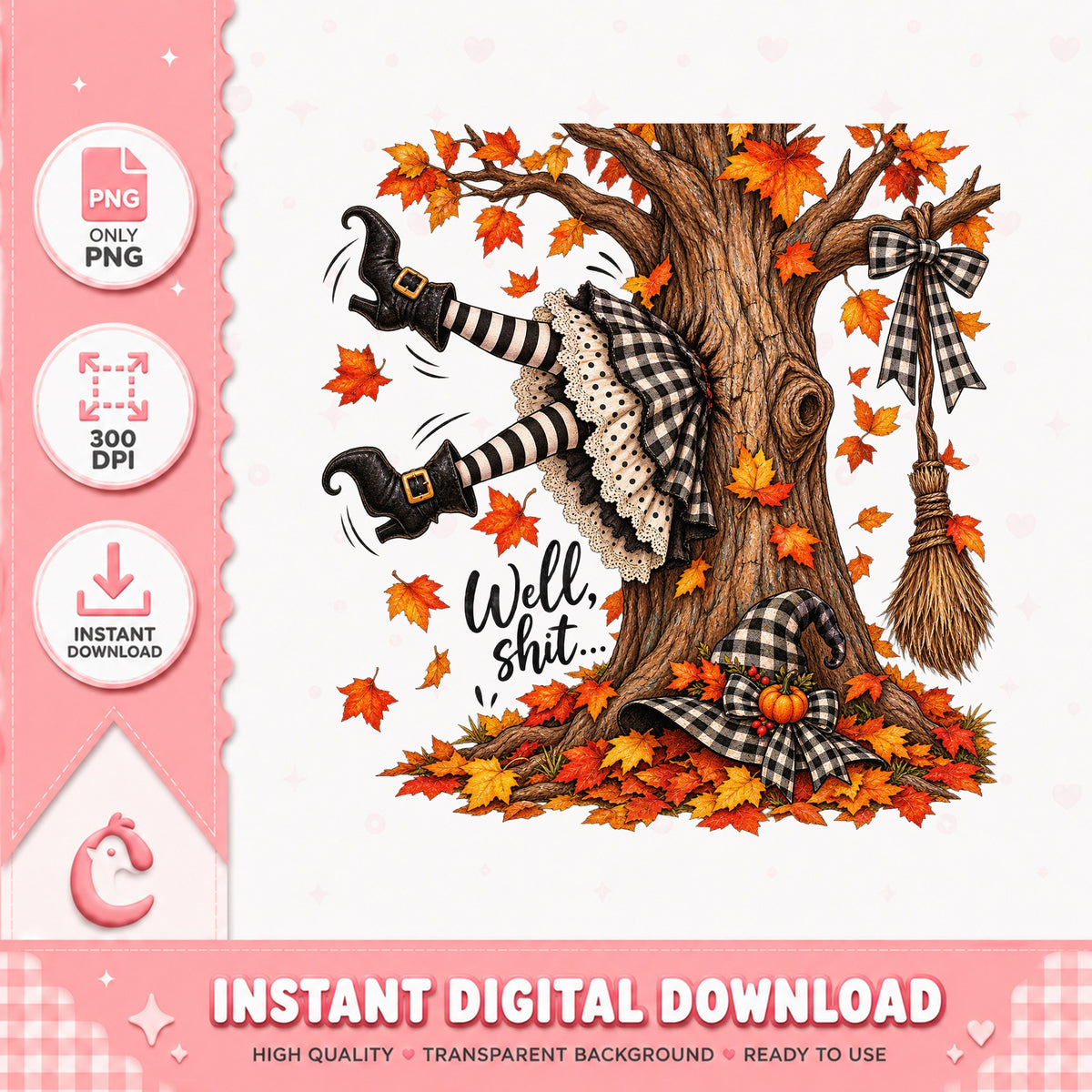 Funny Halloween Tree Witch Legs, Well Shit Autumn Fall, PNG