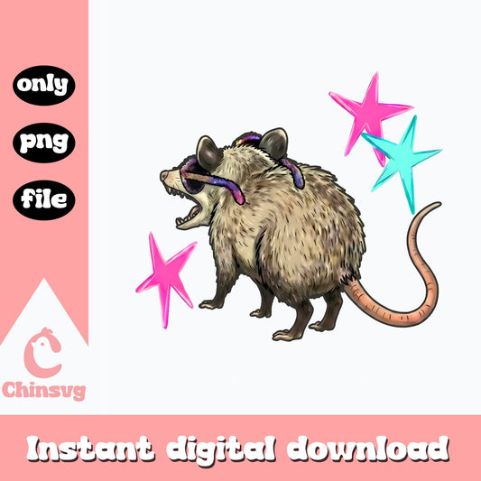 Funny Opossum With Sunglasses PNG, Cute Possum Clipart, PNG
