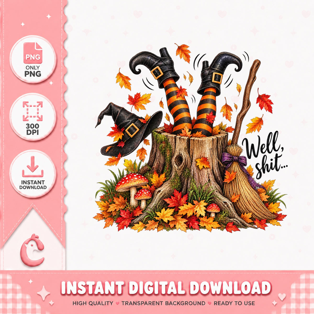 Funny Witch Legs Halloween PNG, Fall Autumn Clipart, Sublimation PNG