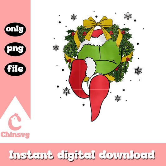 Funny grinch wreathe christmas design png, grinch wreath​ png