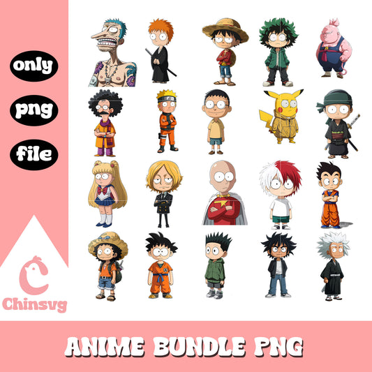 Funny anime characters bundle png