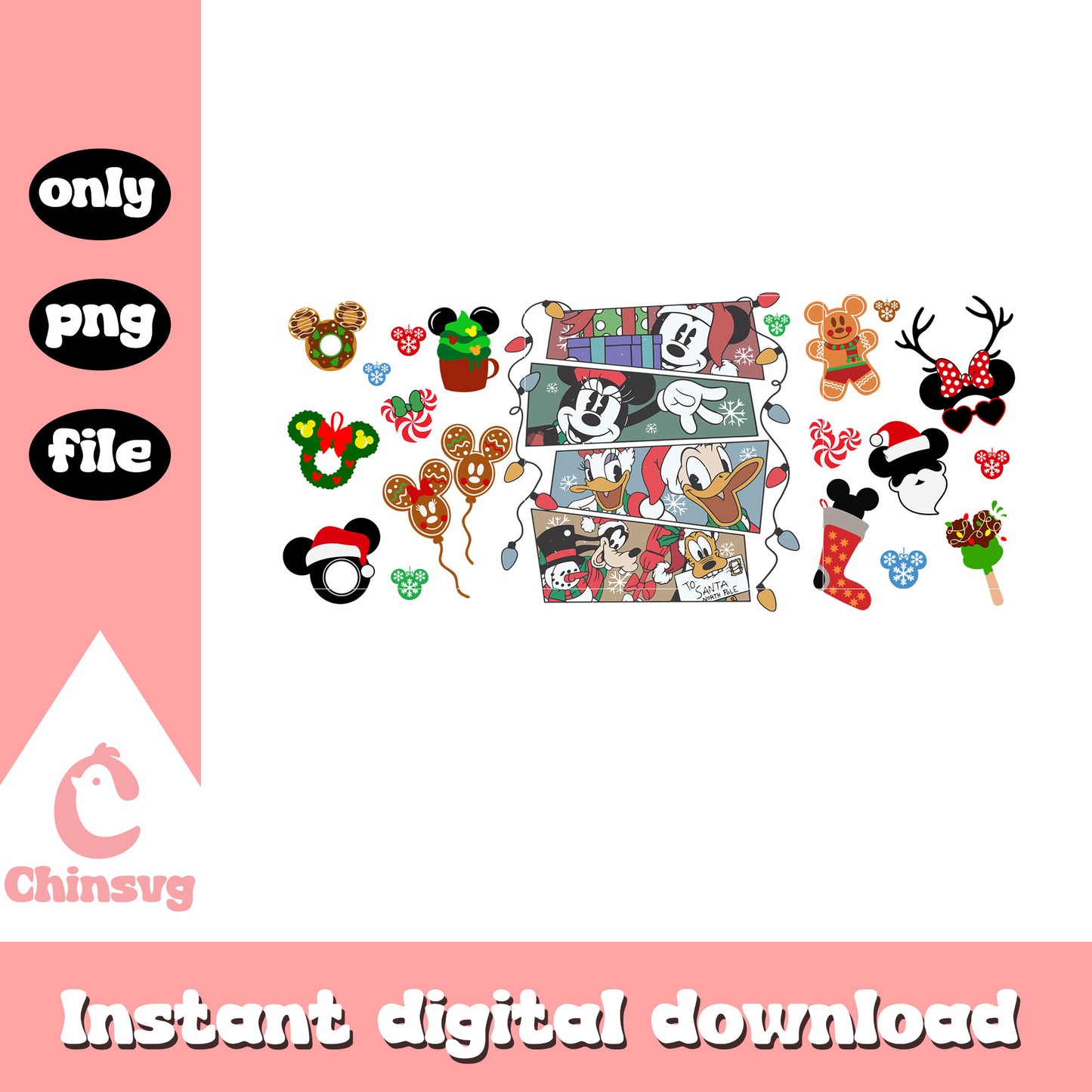 Funny christmas holiday disney retro png, clipart mickey​ png 