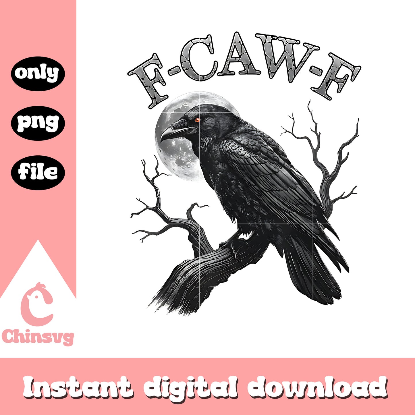 Funny f-caw-f gothic crow png, f-caw-f png, funny bird png