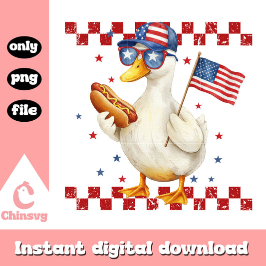 Funny goose america flag hot dog png, 4th of july design png