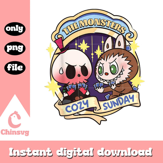 Funny halloween labubu the monsters cozy sunday png, labubu doll png