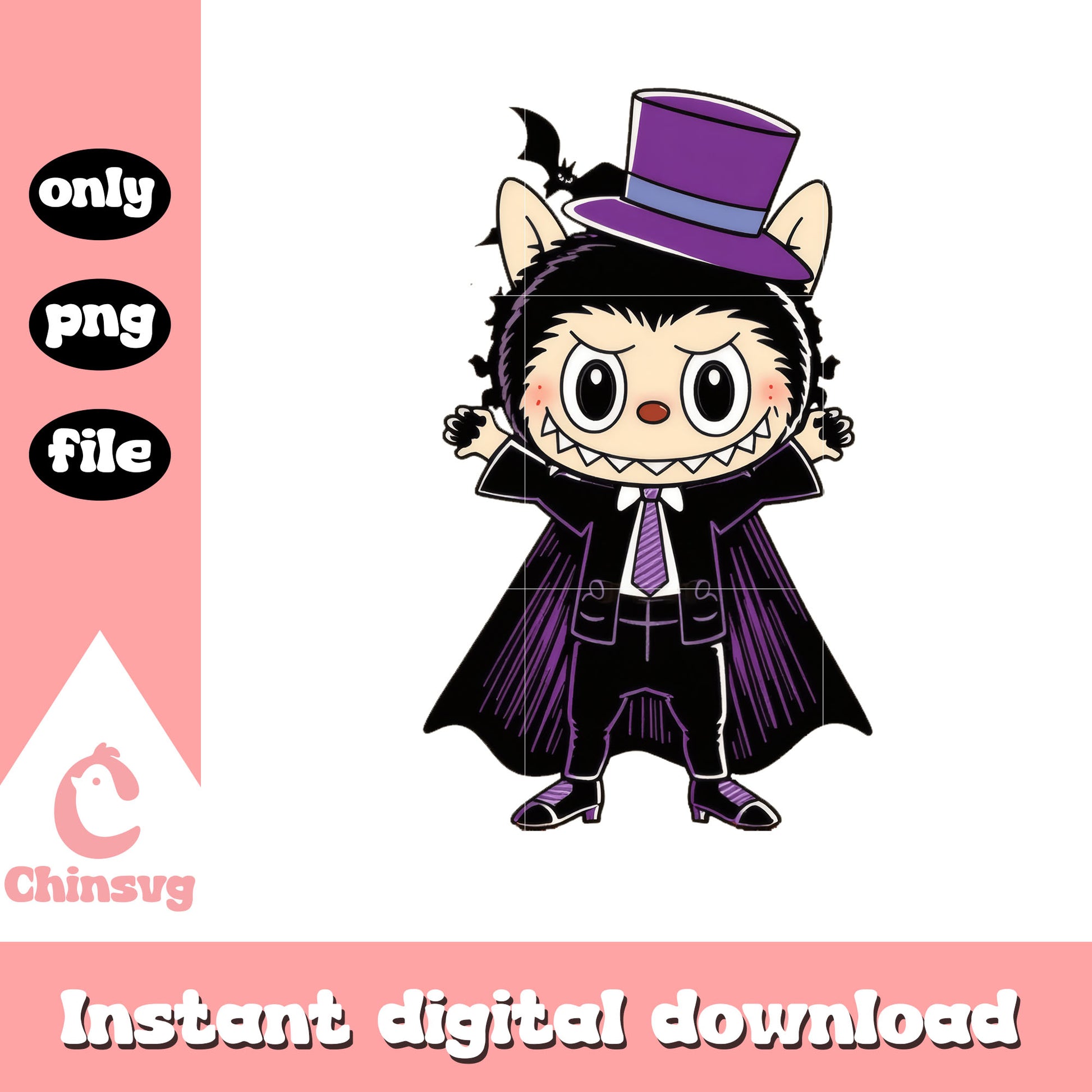 Funny labubu bat king halloween design png, bat halloween png