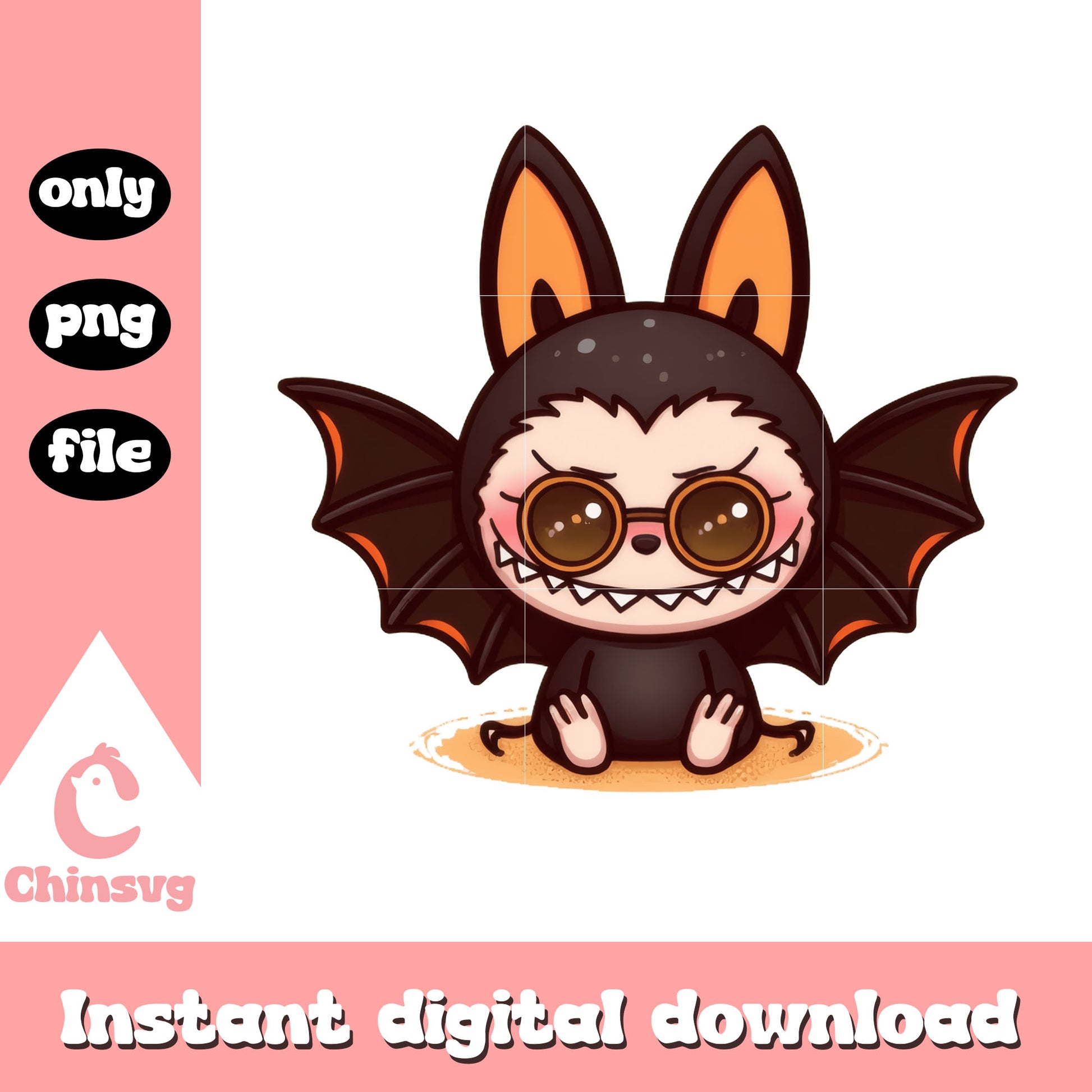 Funny labubu bat waer glasses halloween png, halloween design png