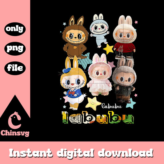 Funny labubu cute monsters design png, popmart labubu png