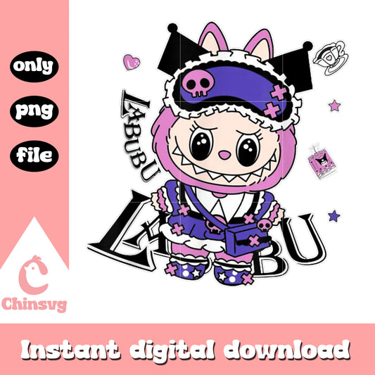 Funny labubu lover cute kuromi design png, kuromi drawing png