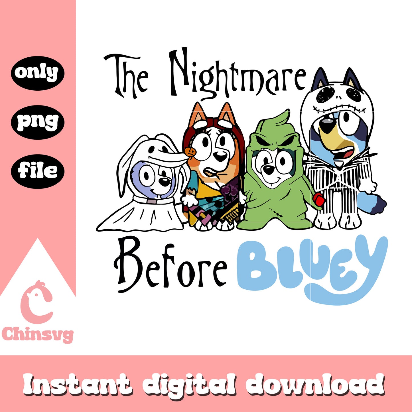 Funny nightmare before bluey dog png, disney bluey movie png