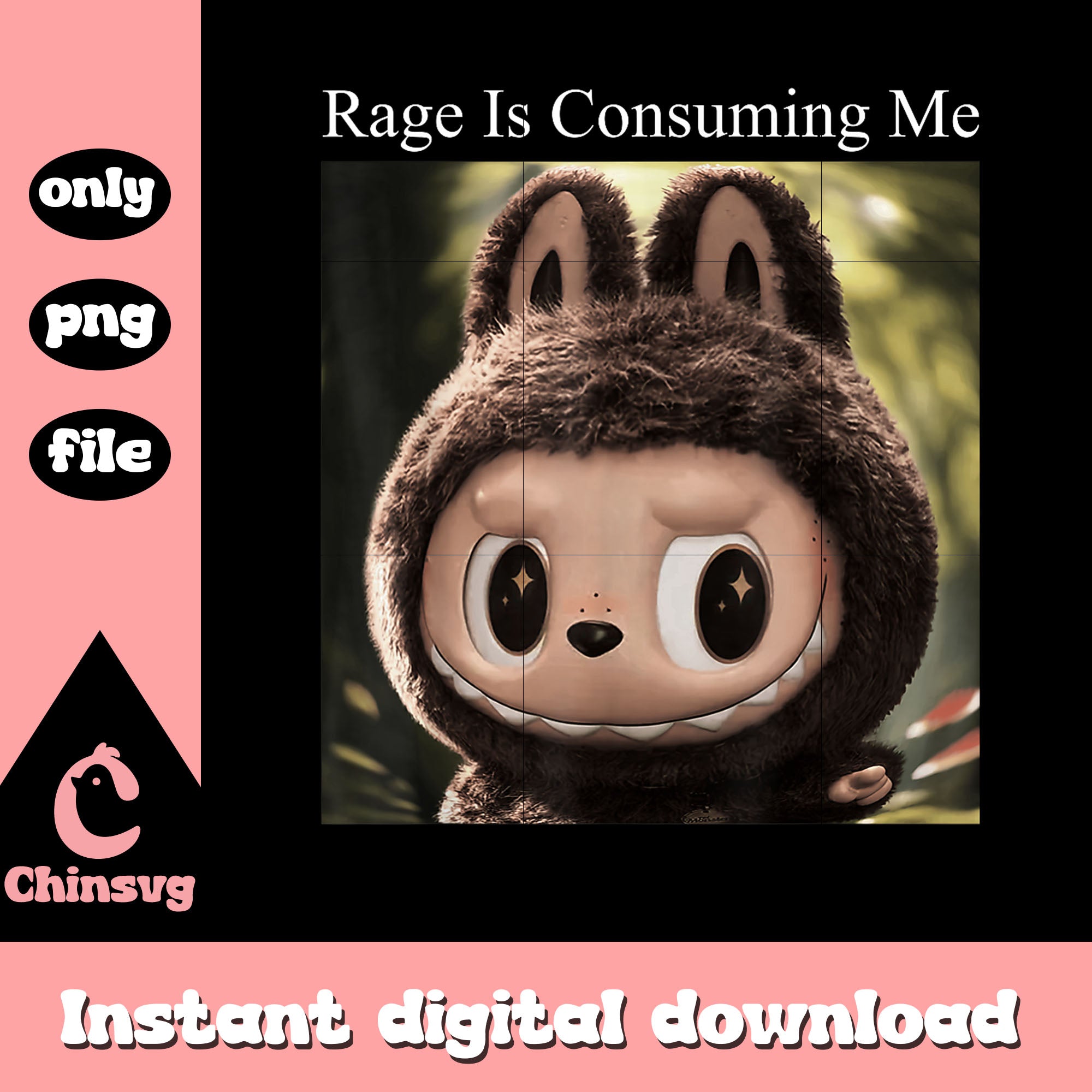 Funny rage is consuming me labubu meme design png, labubu meme png ...