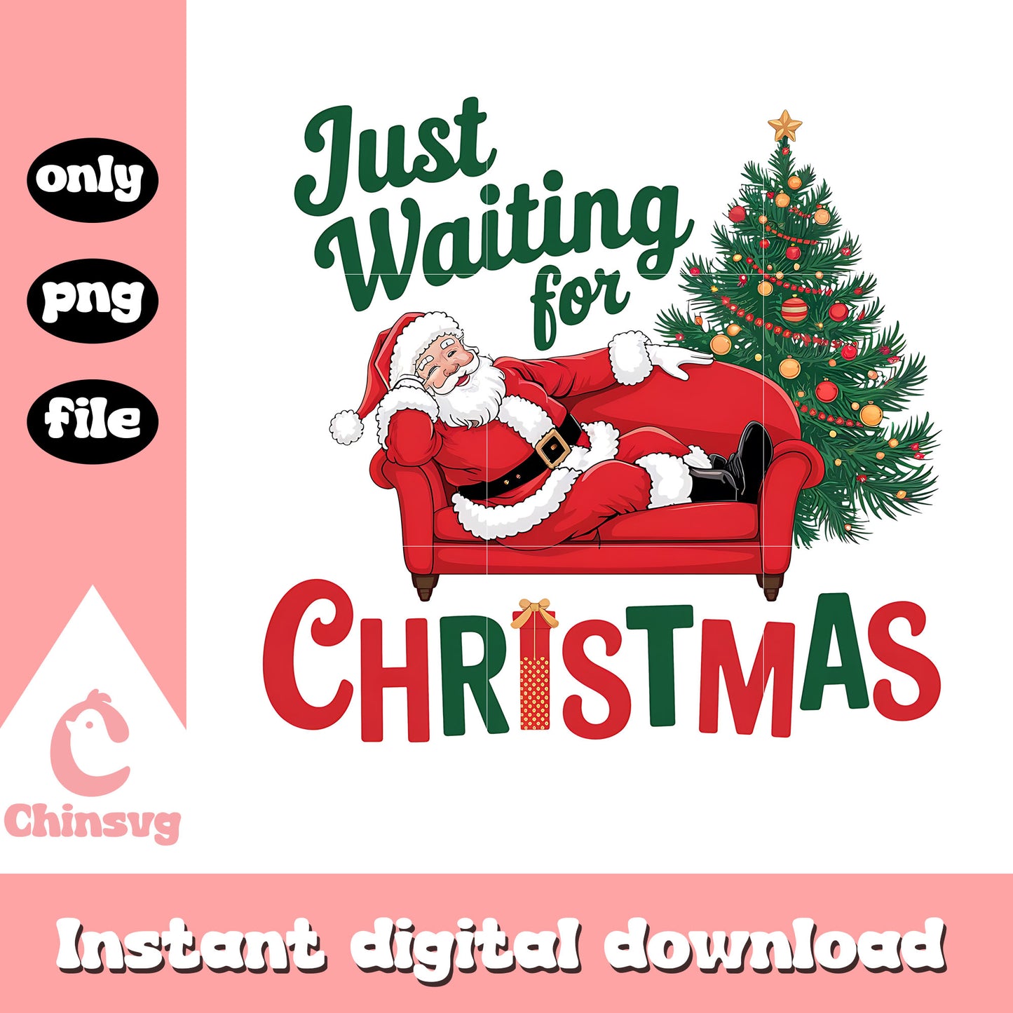 Funny santa just waiting for christmas png, the santa claus png