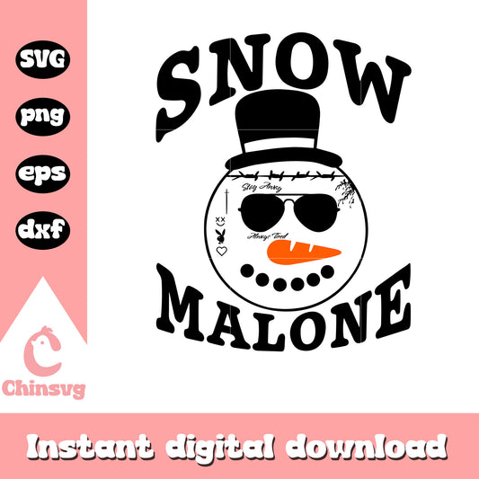 Funny snow malone design svg, snow man svg, christmas day svg