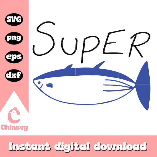 Funny super tuna drawing design svg, tuna fish svg, trending svg