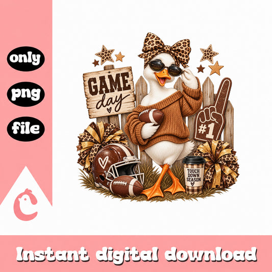 Game Day Duck Football SVG, Leopard Print Football, PNG File