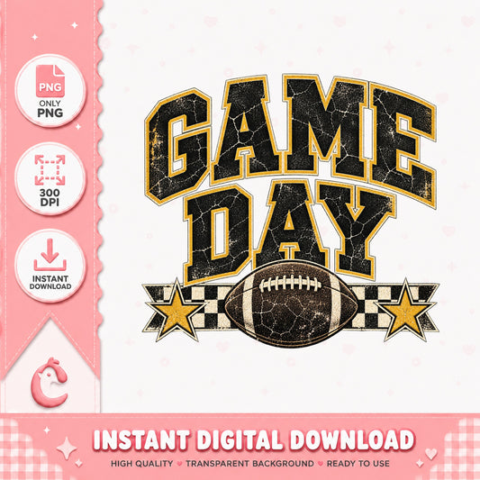 Game Day Football PNG, Retro Sports Design, Instant Download PNG