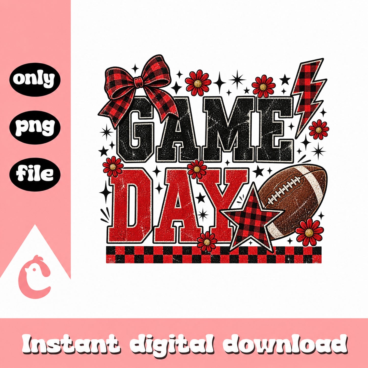 Game Day Football SVG PNG, Buffalo Plaid Bow, Sports Mom SVG