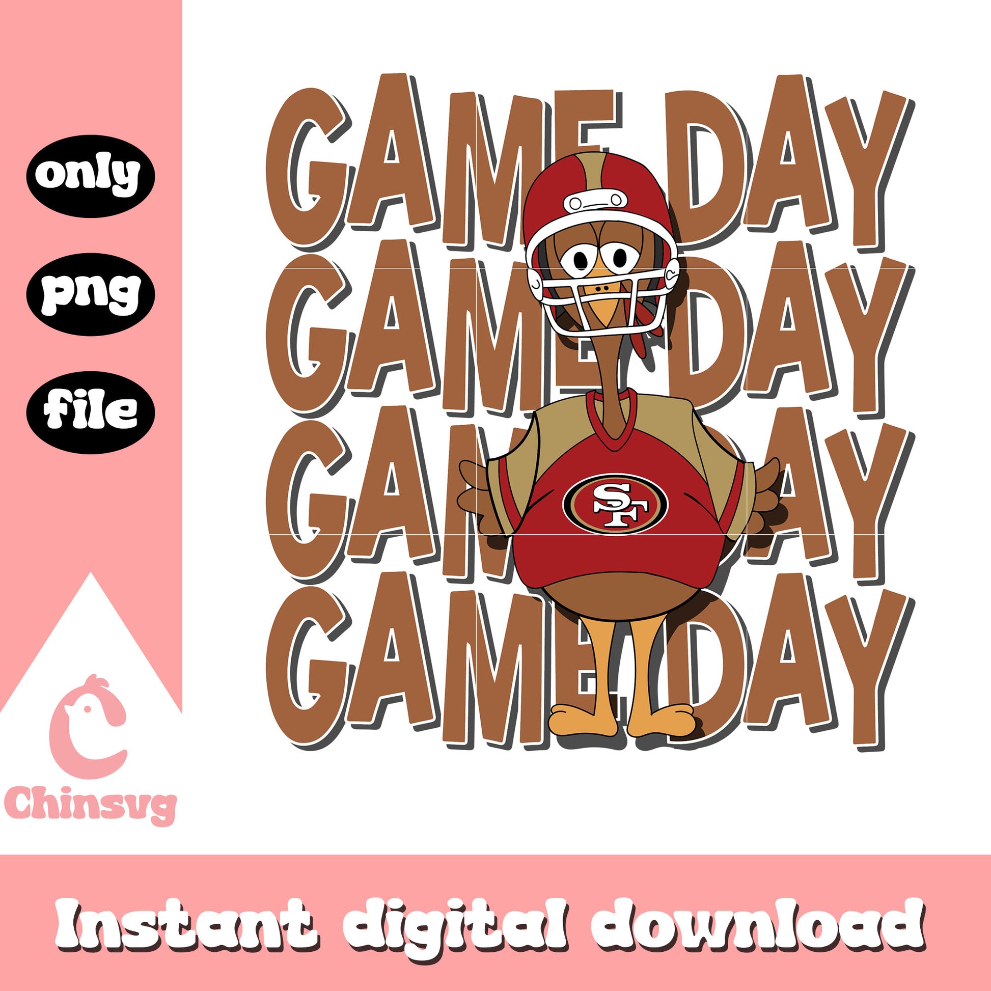Game day turkey San Francisco 49ers team svg, game day svg