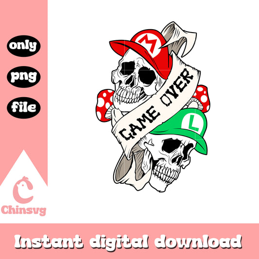 Game over mario skull png, super mario game png, cartoon png