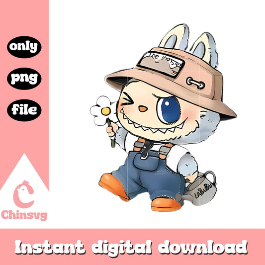Gardener labubu cute doll design png, labubu clipart png