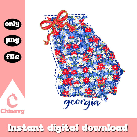Georgia floral bow maps png, Usa State Flower Maps png