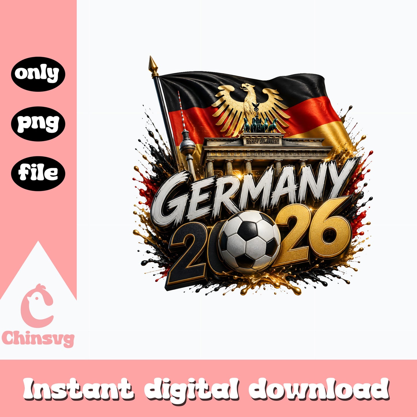 Germany 2026 Soccer PNG, World Cup Football PNG, German Flag PNG